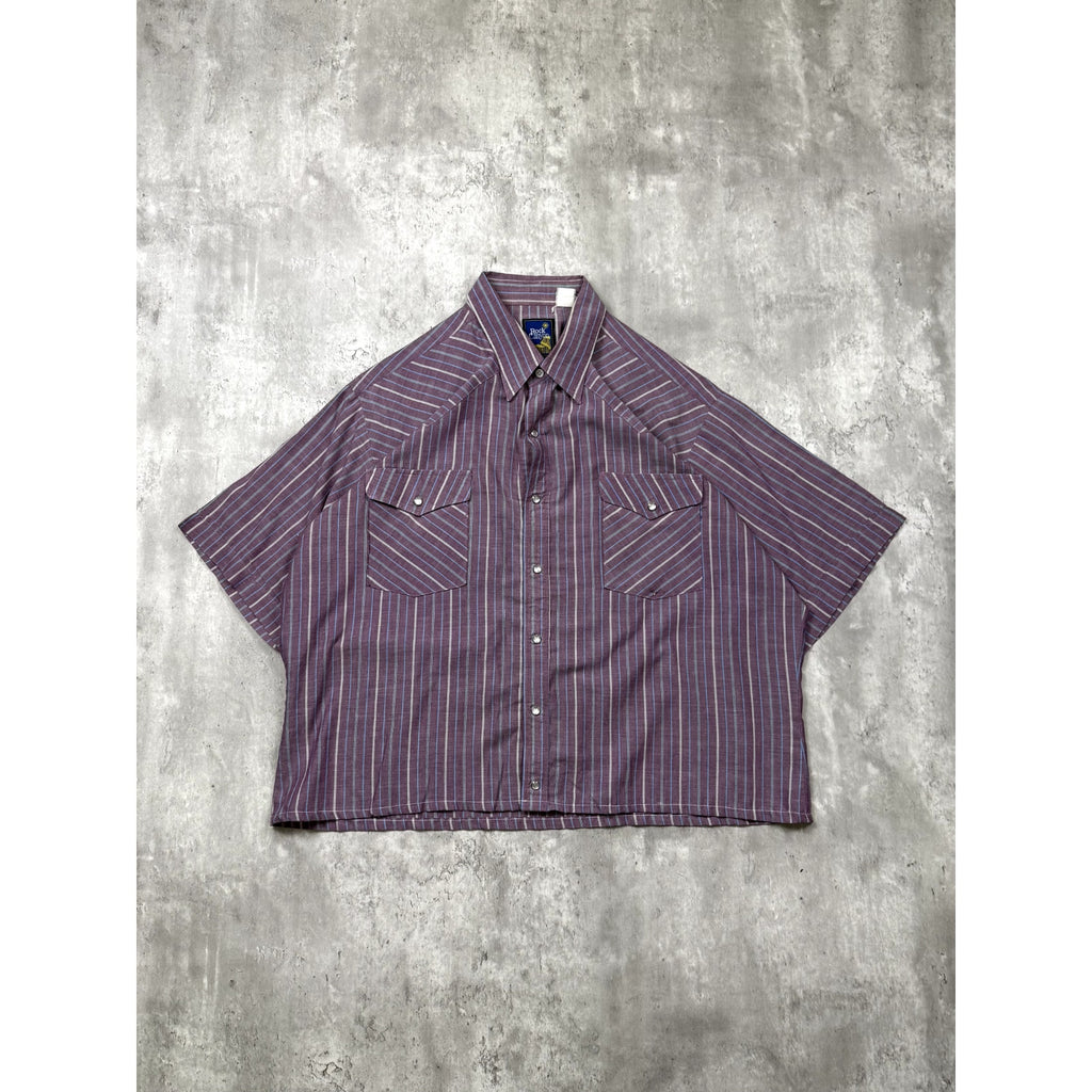 Vintage Rock Canyon Pearl Snap Striped Cropped Button Up Shirt Size XL