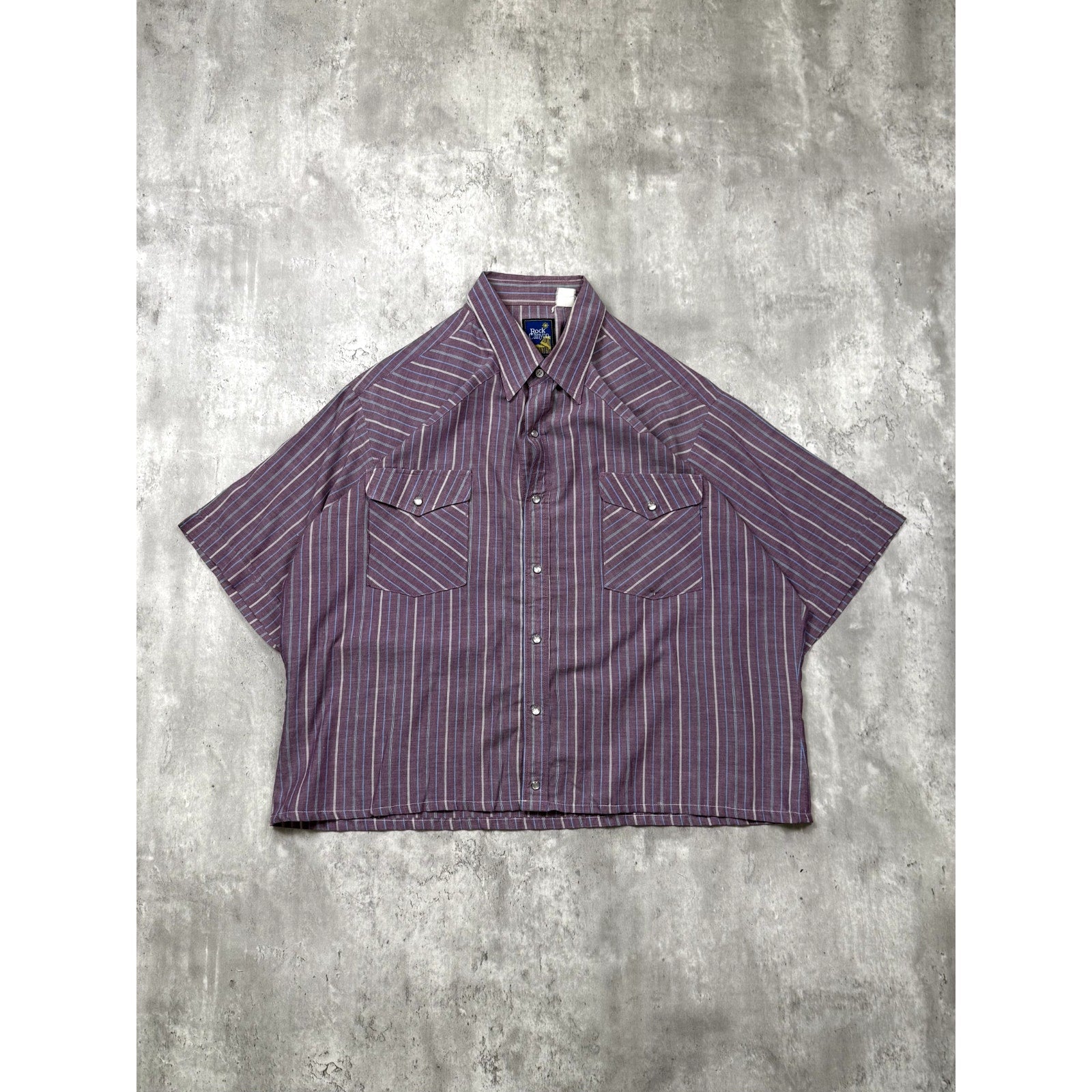 Vintage Rock Canyon Pearl Snap Striped Cropped Button Up Shirt Size XL