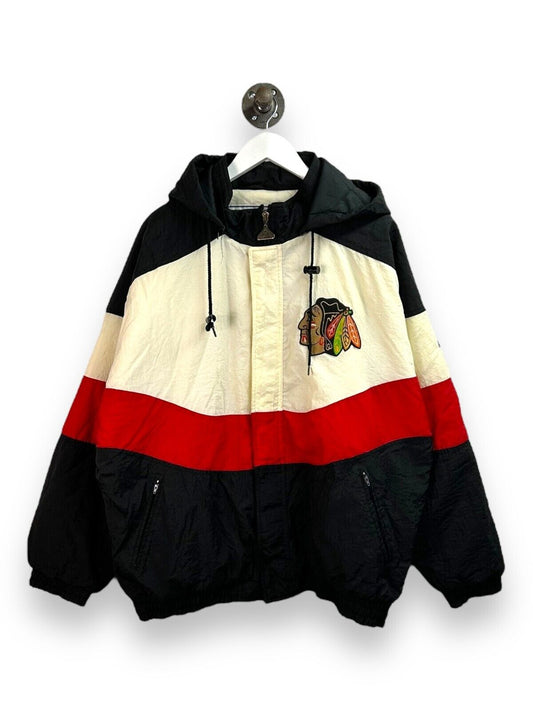 Vintage 90s Chicago Blackhawks NHL Insulated Full Zip Nylon Jacket Size XL