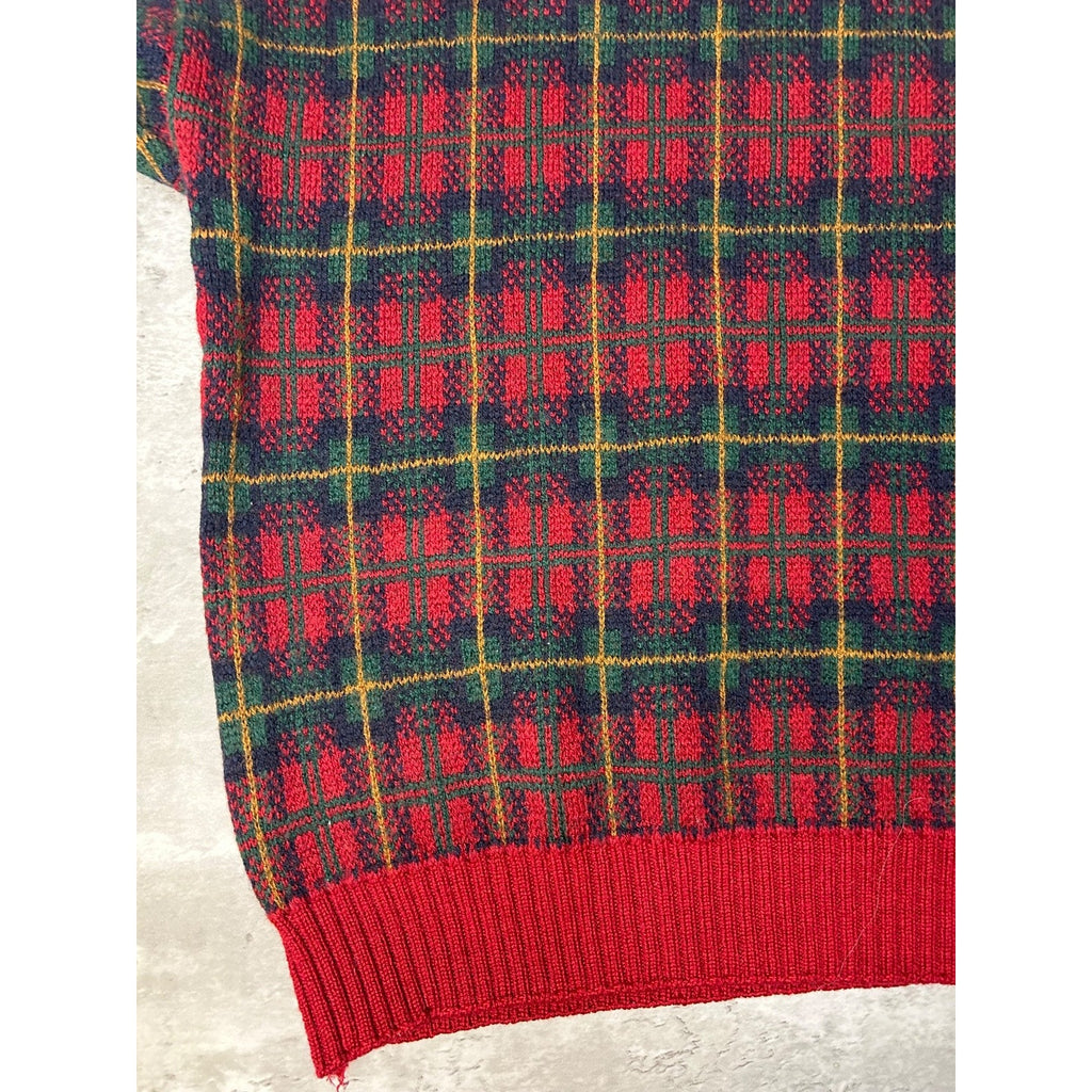 Vintage 90s Eddie Bauer Plaid Print Pullover Knit Sweater Size Large
