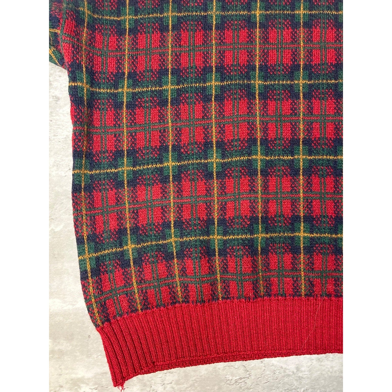 Vintage 90s Eddie Bauer Plaid Print Pullover Knit Sweater Size Large