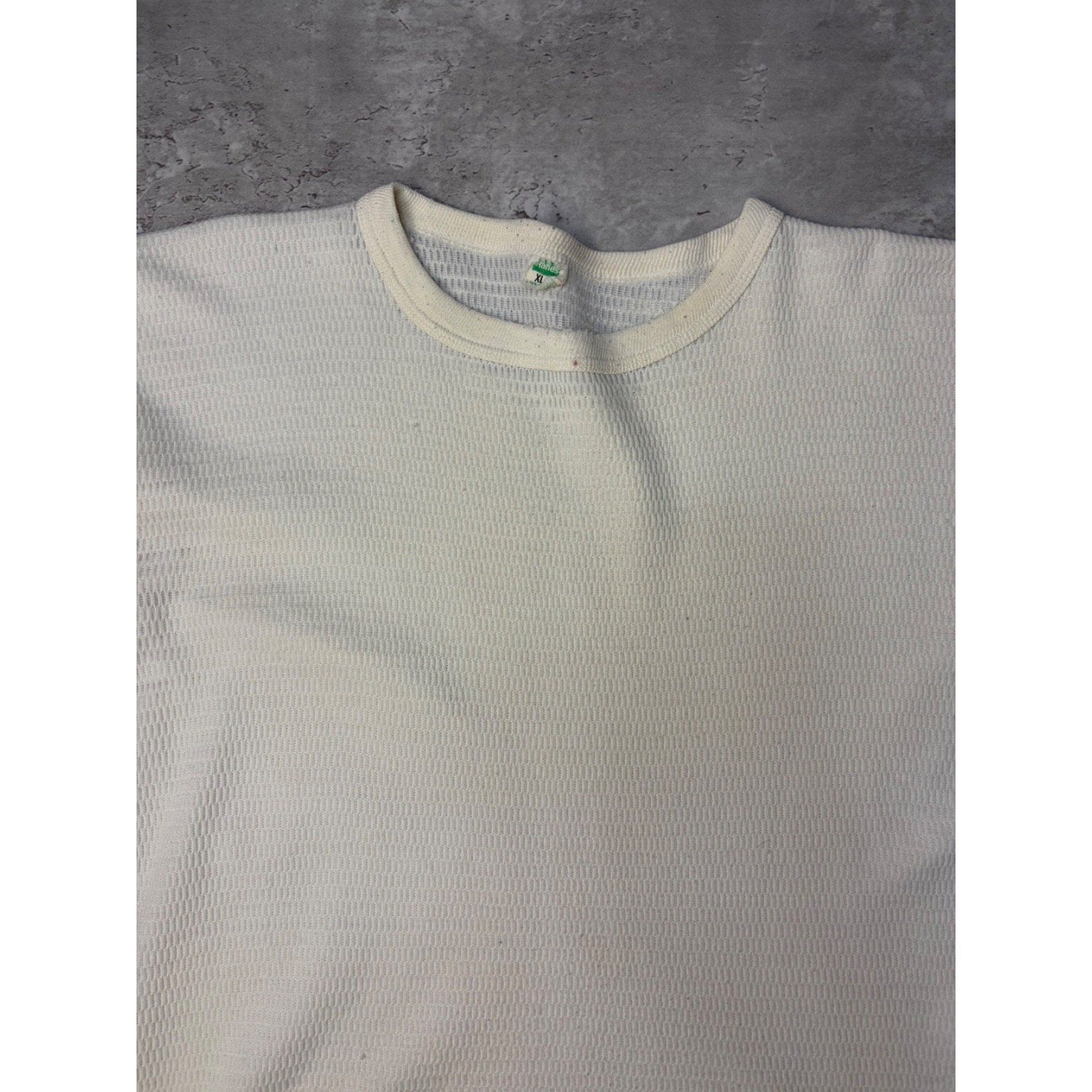 Vintage 1970s Hanes Waffle Print Thermal Long Sleeve T-Shirt Size XL