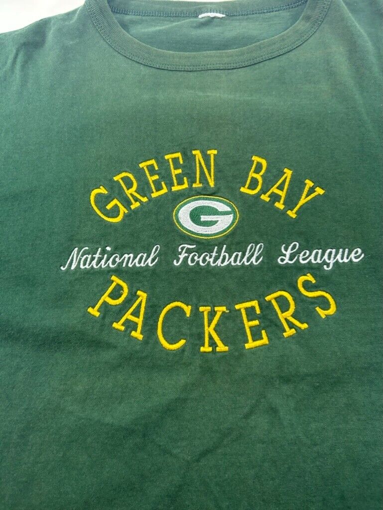 Vintage 90s Green Bay Packers NFL Embroidered Spellout Graphic T-Shirt Size XL