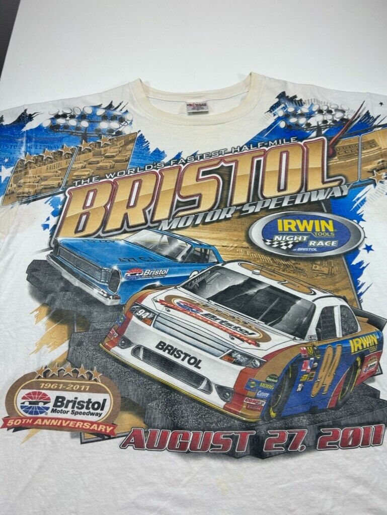 Bristol Motor Speedway Nascar Racing All Over Print Graphic T-Shirt Size 2XL