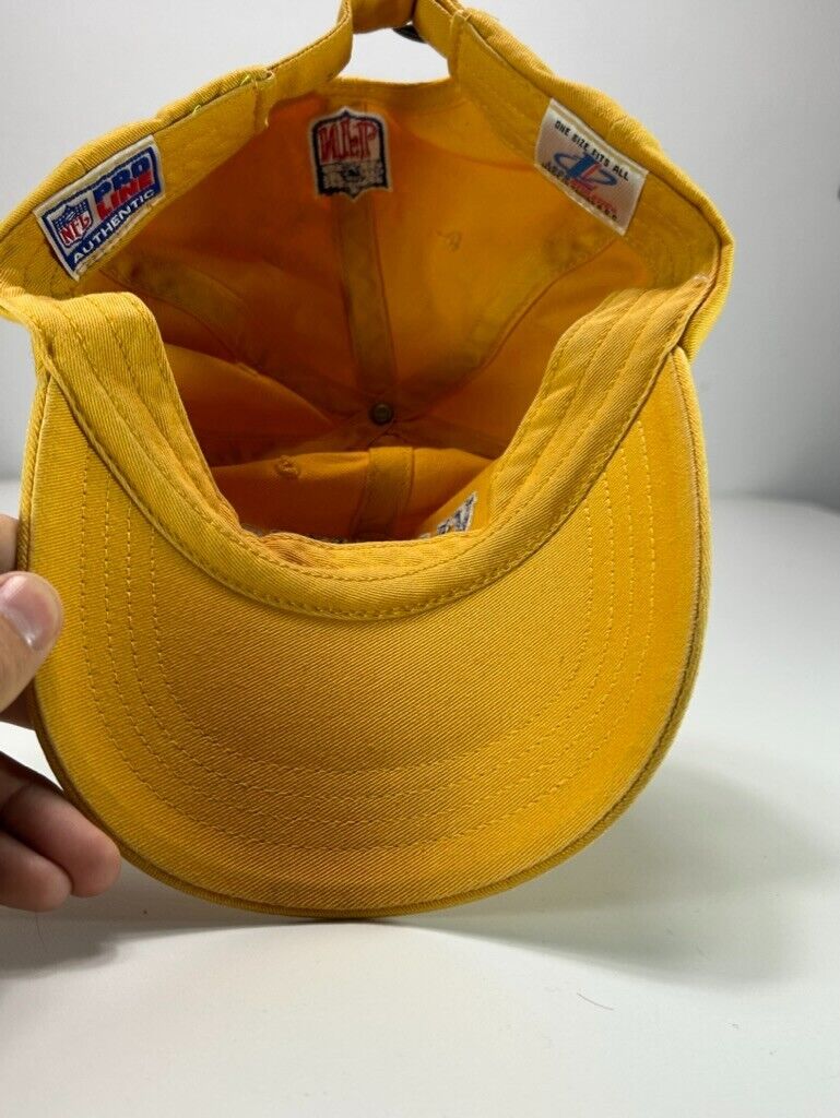 Vintage 90s Minnesota Vikings NFL Logo Athletic Strapback Hat OSFA Yellow