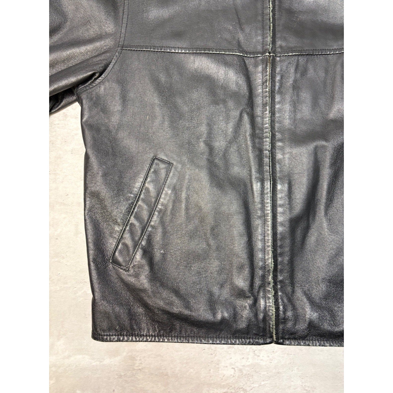 Vintage St. Johns Bay Full Zip Black Leather Jacket Size Medium
