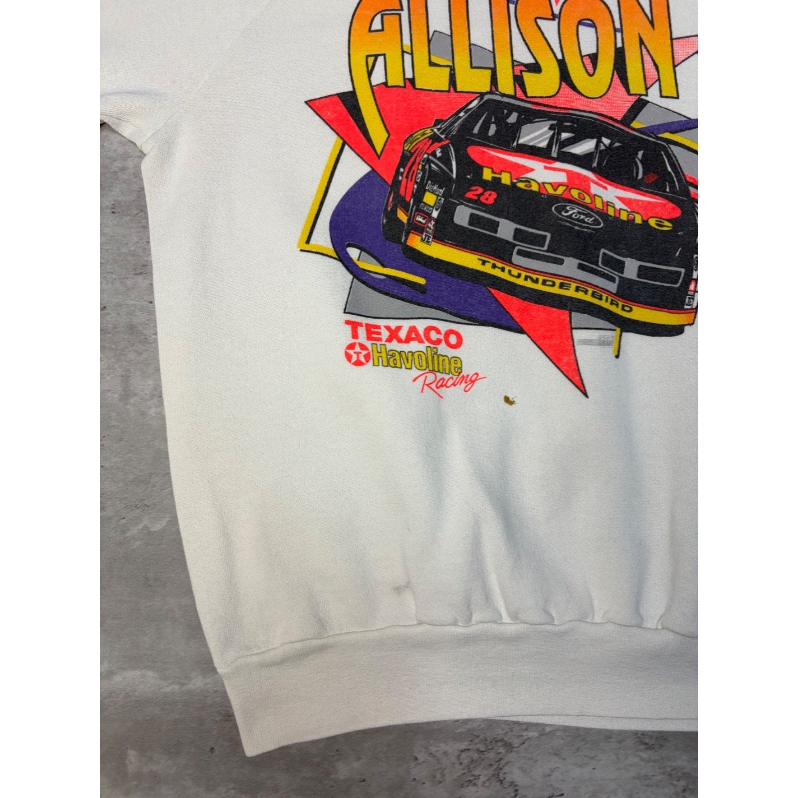 Vintage 90s Davey Allison #28 Nascar Racing Graphic Sweatshirt Size XL