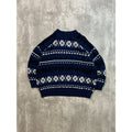 Vintage 90s Abstract Flower Striped Pullover Ribbed Knit Sweater Size Medium