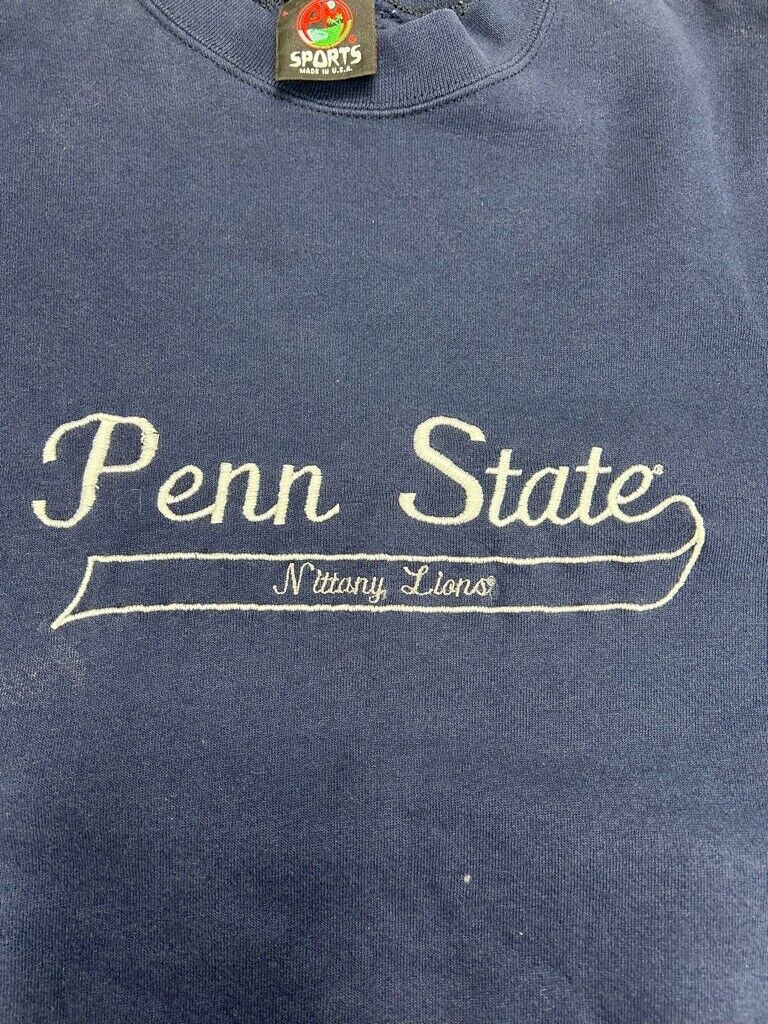 Vintage 90s Penn State Nittany Lions NCAA Embroidered Sweatshirt Size Large Blue