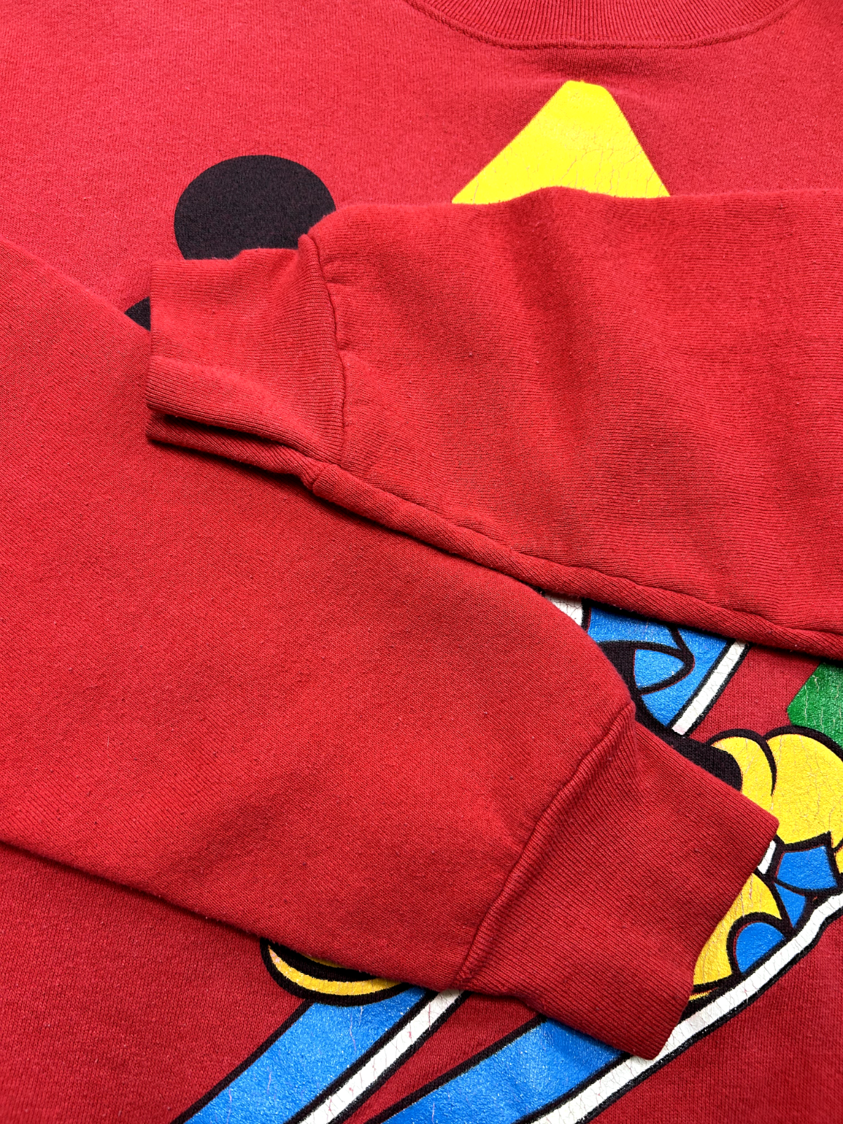 Vintage 90s Mickey Mouse Disney Skiing Graphic Sweatshirt Size Large Red