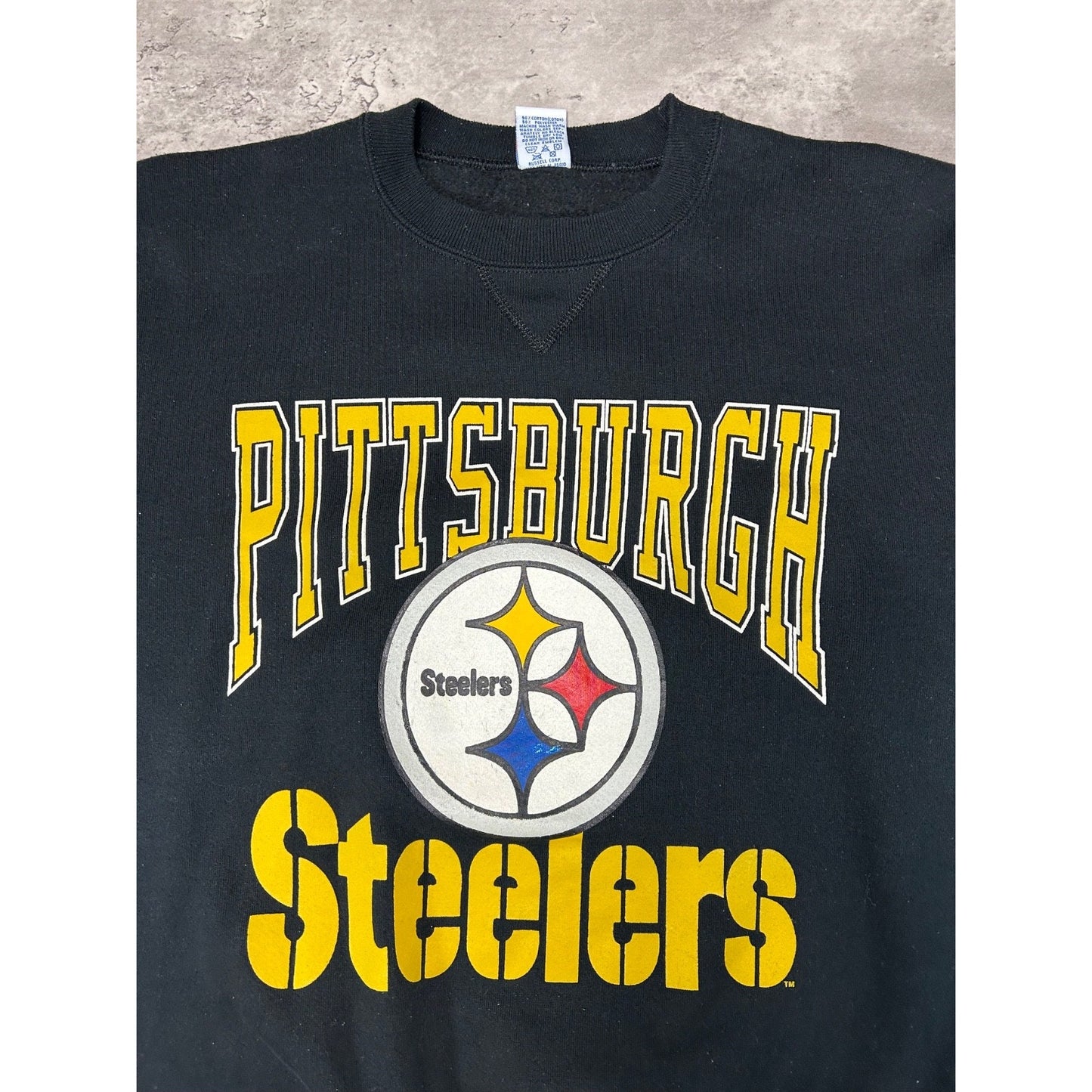 Vintage 90s Pittsburgh Steelers NFL Graphic Spellout Football Sweatshirt Medium