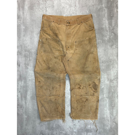 Vintage Carhartt Canvas Workwear Double Knee Carpenter Pants Size 36 Beige