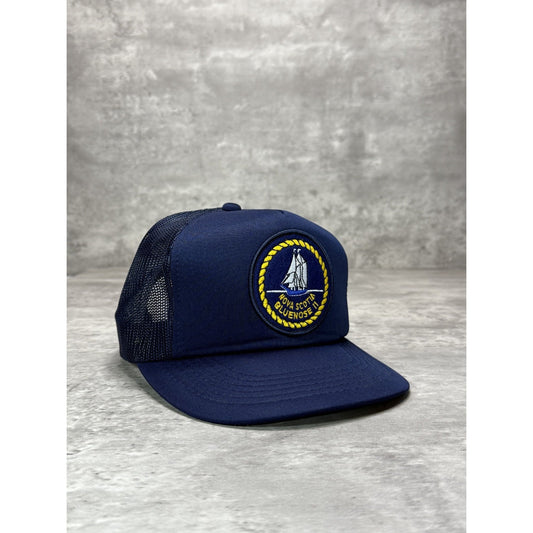 Vintage 80s/90s Nova Scotia Bluenose II Embroidered Trucker Snapback Hat OSFA