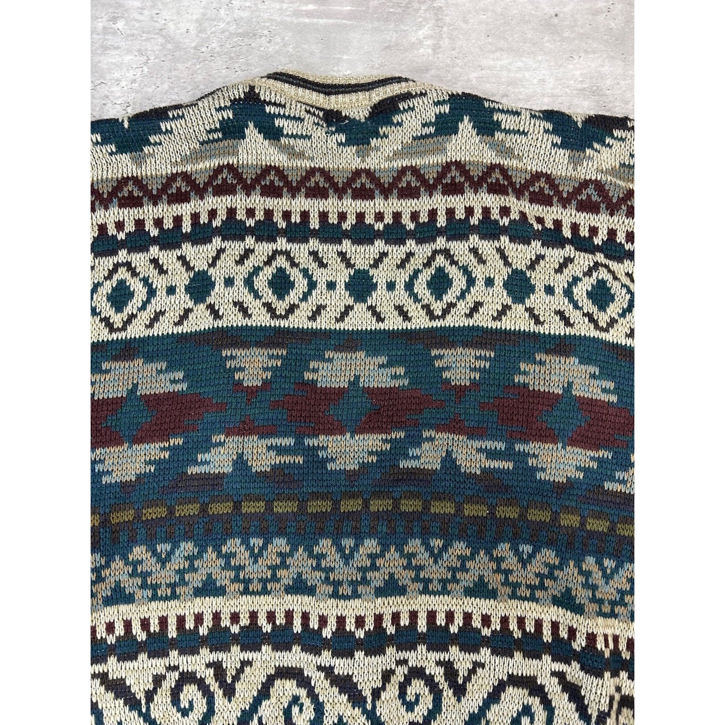 Vintage 90s Design Crew Abstract Striped Knit Cardigan Sweater Size Large