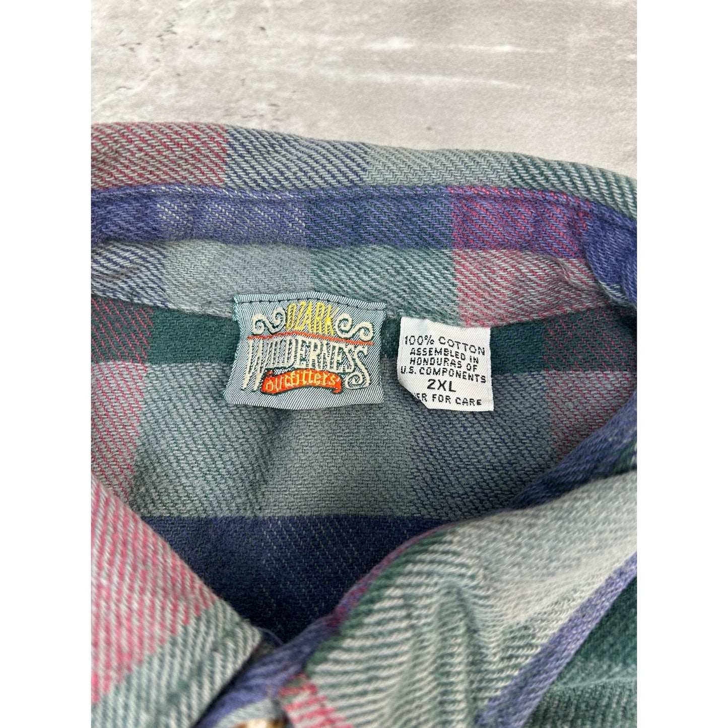 Vintage Ozark Wilderness Plaid Double Pocket Long Sleeve Button Up Shirt Sz 2XL