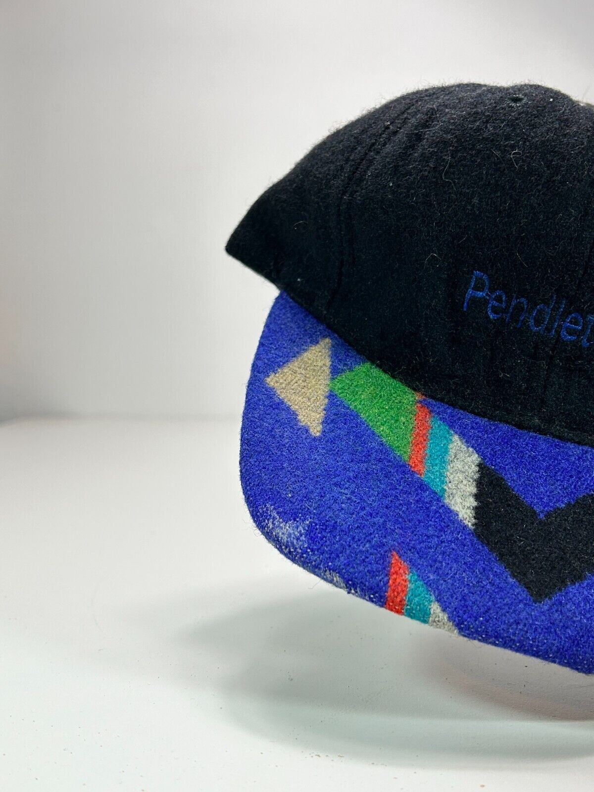 Vintage 90s Pendleton Western Wear Aztec Brim Strapback Hat OSFA Black