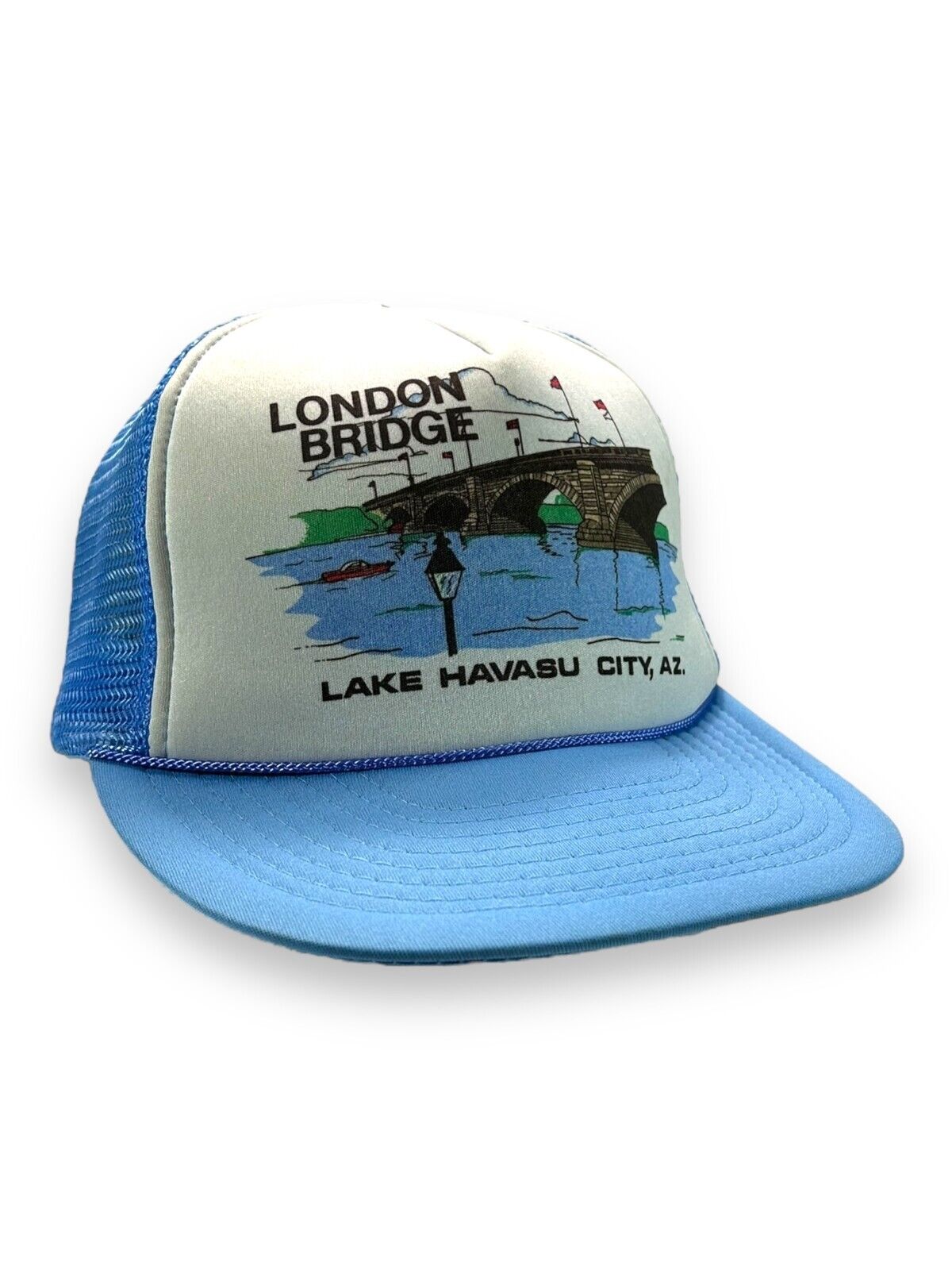 Vintage London Bridge Destination Graphic Trucker Snapback Hat OSFA