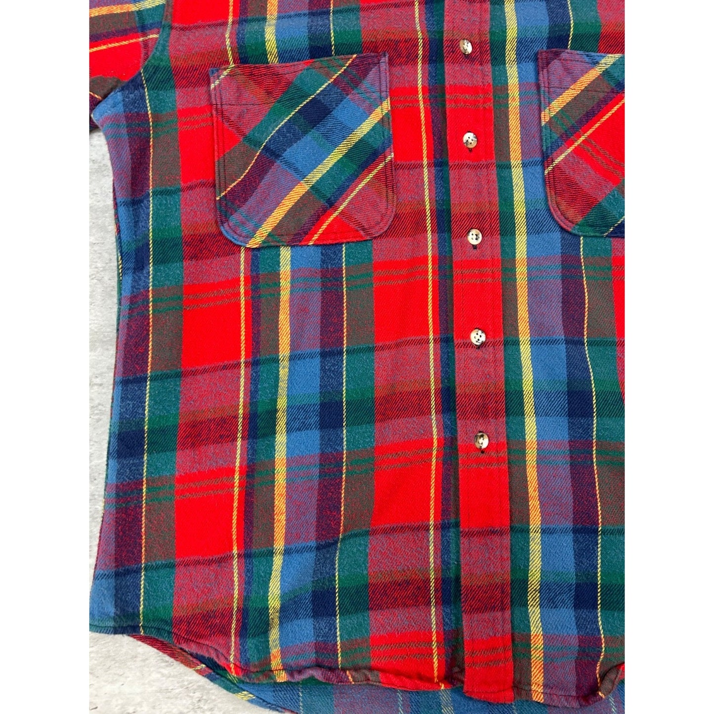 VTG 90s St Johns Bay Plaid Double Pocket Long Sleeve Button Up Shirt Sz Large