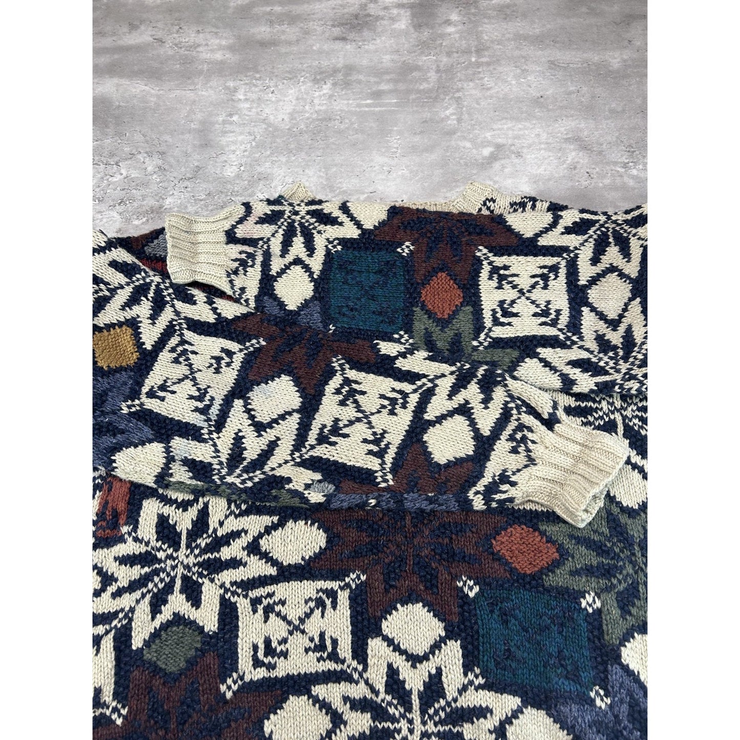 Vintage 90s Northern Isles Snowflake Print Ribbed Pullover Knit Sweater Sz Large