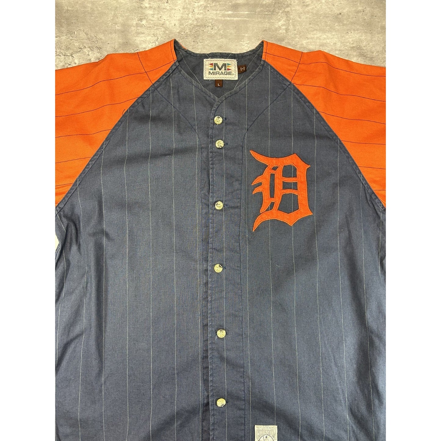 Vintage 90s Detroit Tigers MLB Pinstripe Stitched Baseball Jersey Size Large