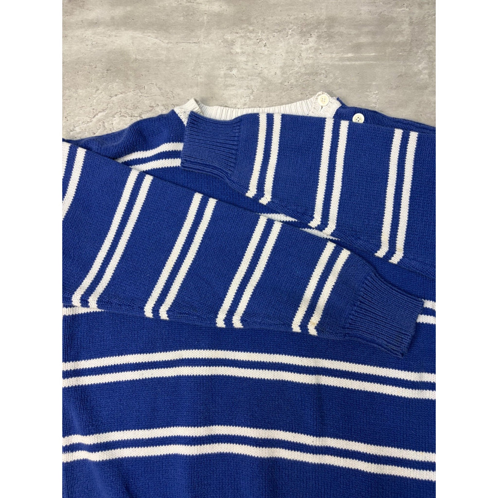 Vintage 90s Gap Striped Pattern Pullover Collar Button Knit Sweater Size Small