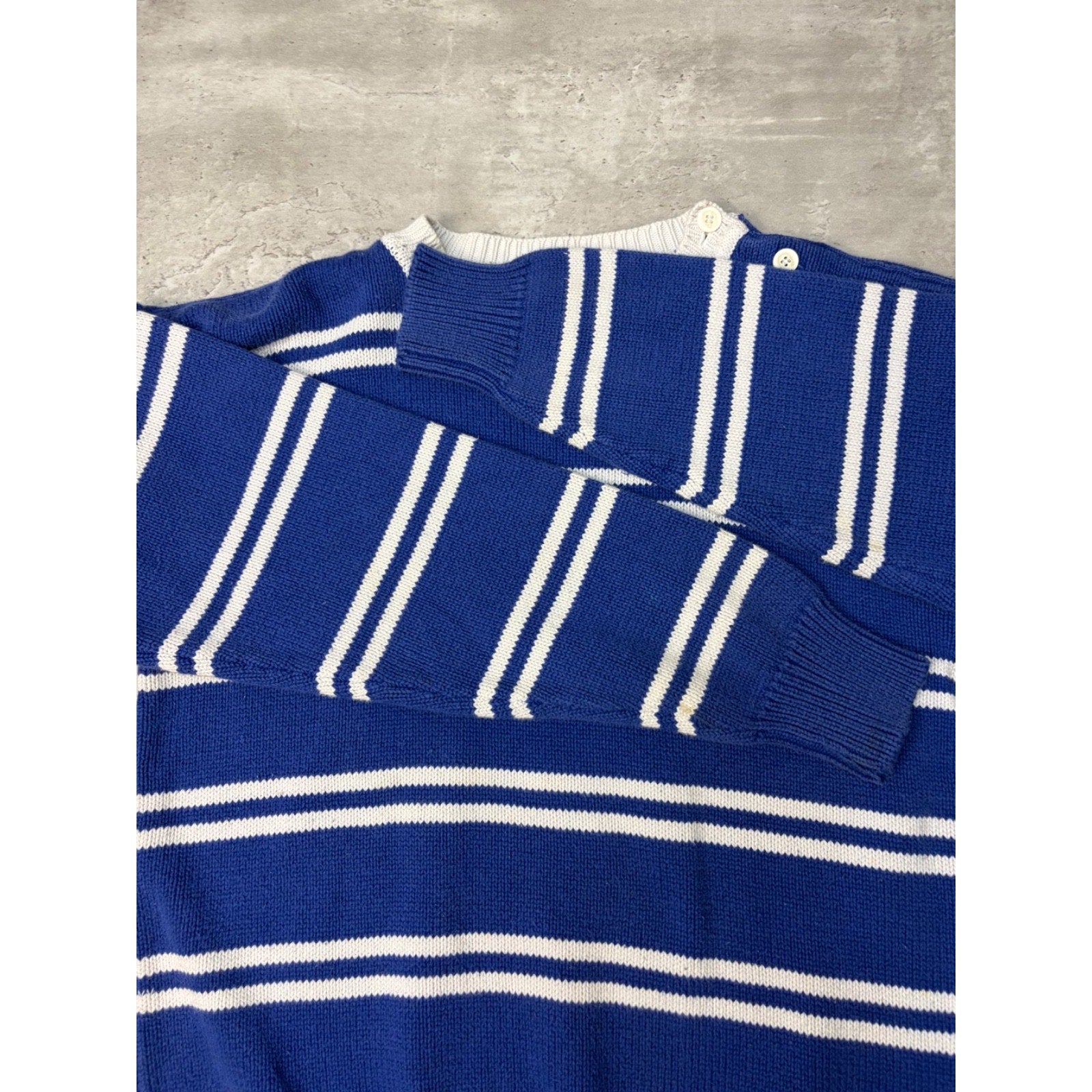 Vintage 90s Gap Striped Pattern Pullover Collar Button Knit Sweater Size Small