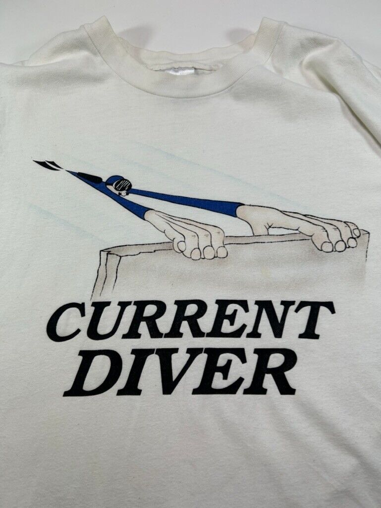 Vintage 90s Current Diver Cartoon Graphic T-Shirt Size 2XL White