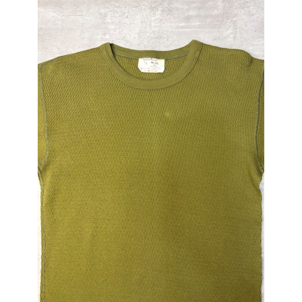 Vintage Green Thermal Long Sleeve T-Shirt Size Large