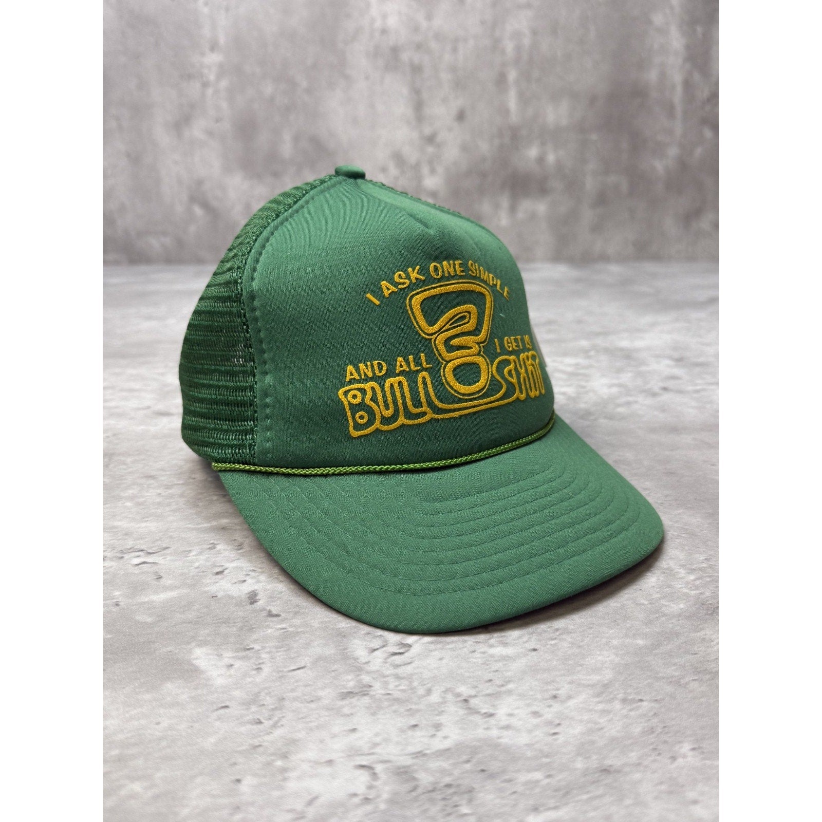 VTG 80s I Ask One Simple ? And All I Get Is Bullshit Trucker Snapback Hat OSFA