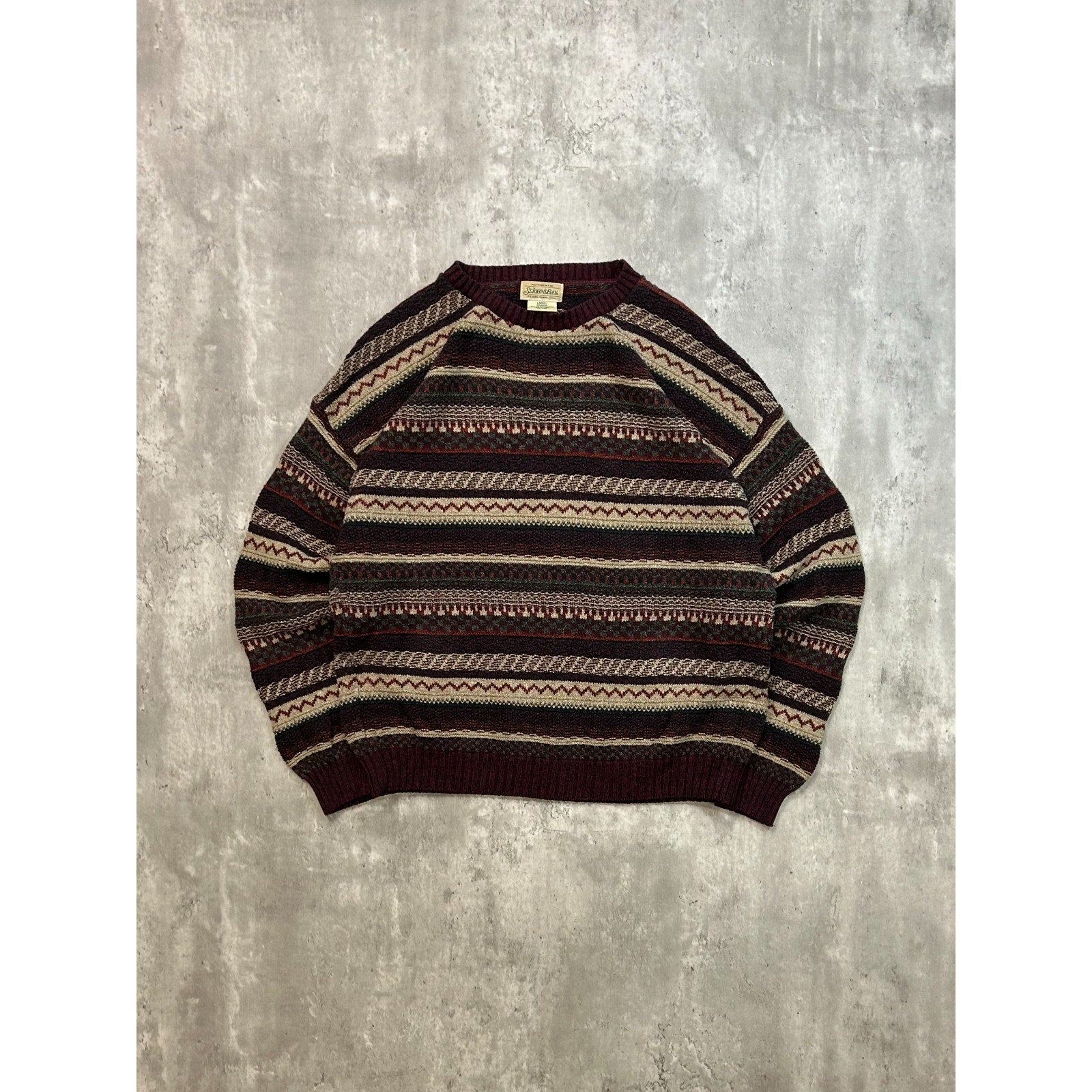 Vintage 90s St Johns Bay Abstract Striped Pullover Knit Sweater Size Large