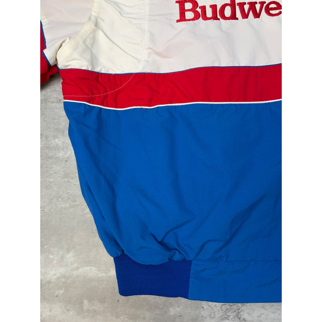 Vintage 90s Team Budweiser Nascar Team Full Zip Bomber Jacket Size XL