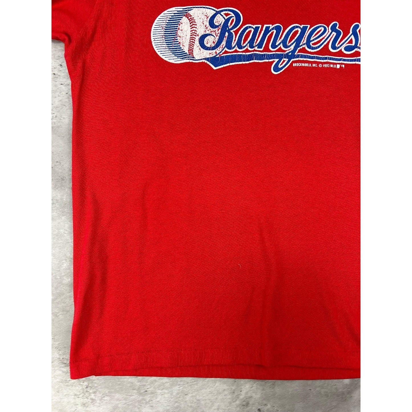 Vintage 1993 Texas Rangers MLB Graphic 1/4 Button Baseball T-Shirt YOUTH XL