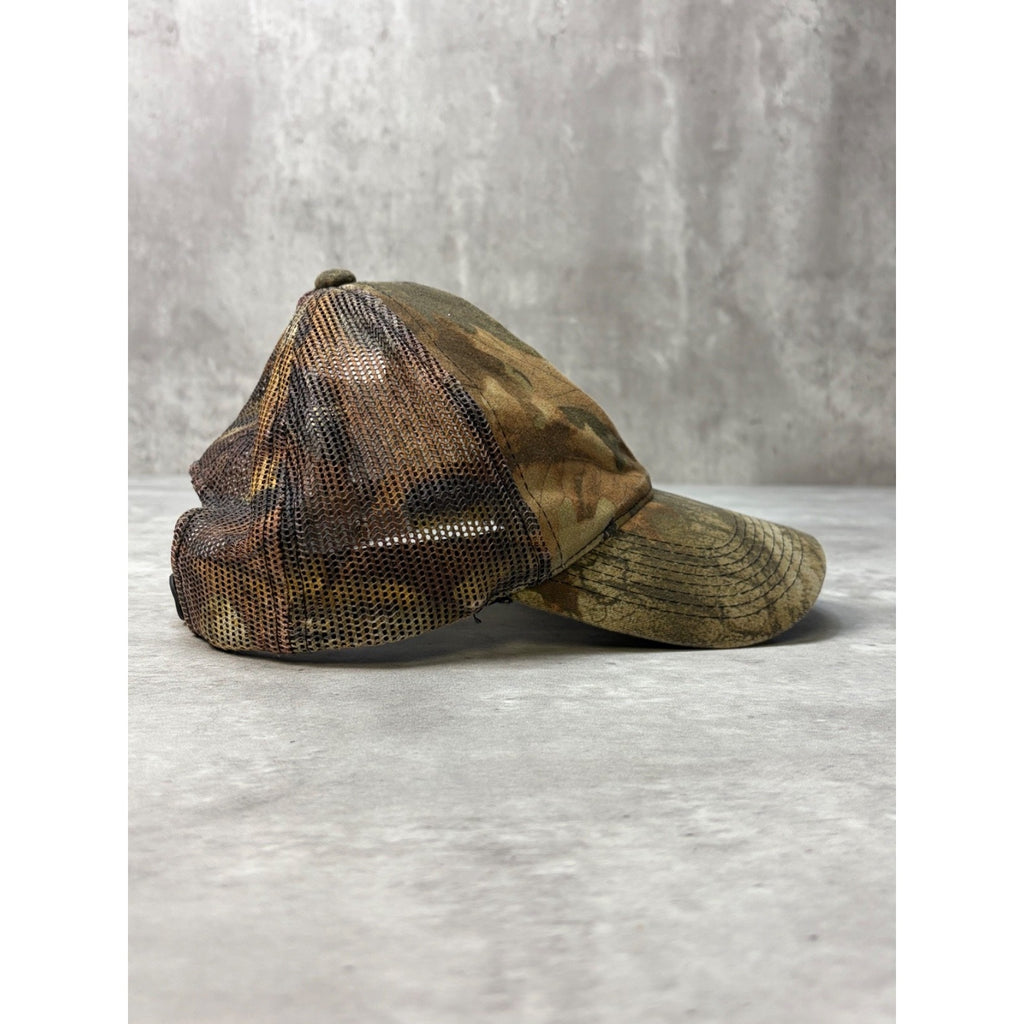 Vintage Cabelas Embroidered Advantage Timber Camo Hunting Snapback Hat OSFA