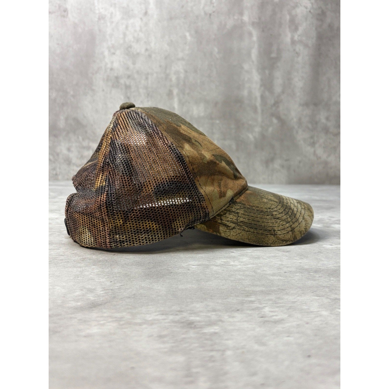 Vintage Cabelas Embroidered Advantage Timber Camo Hunting Snapback Hat OSFA