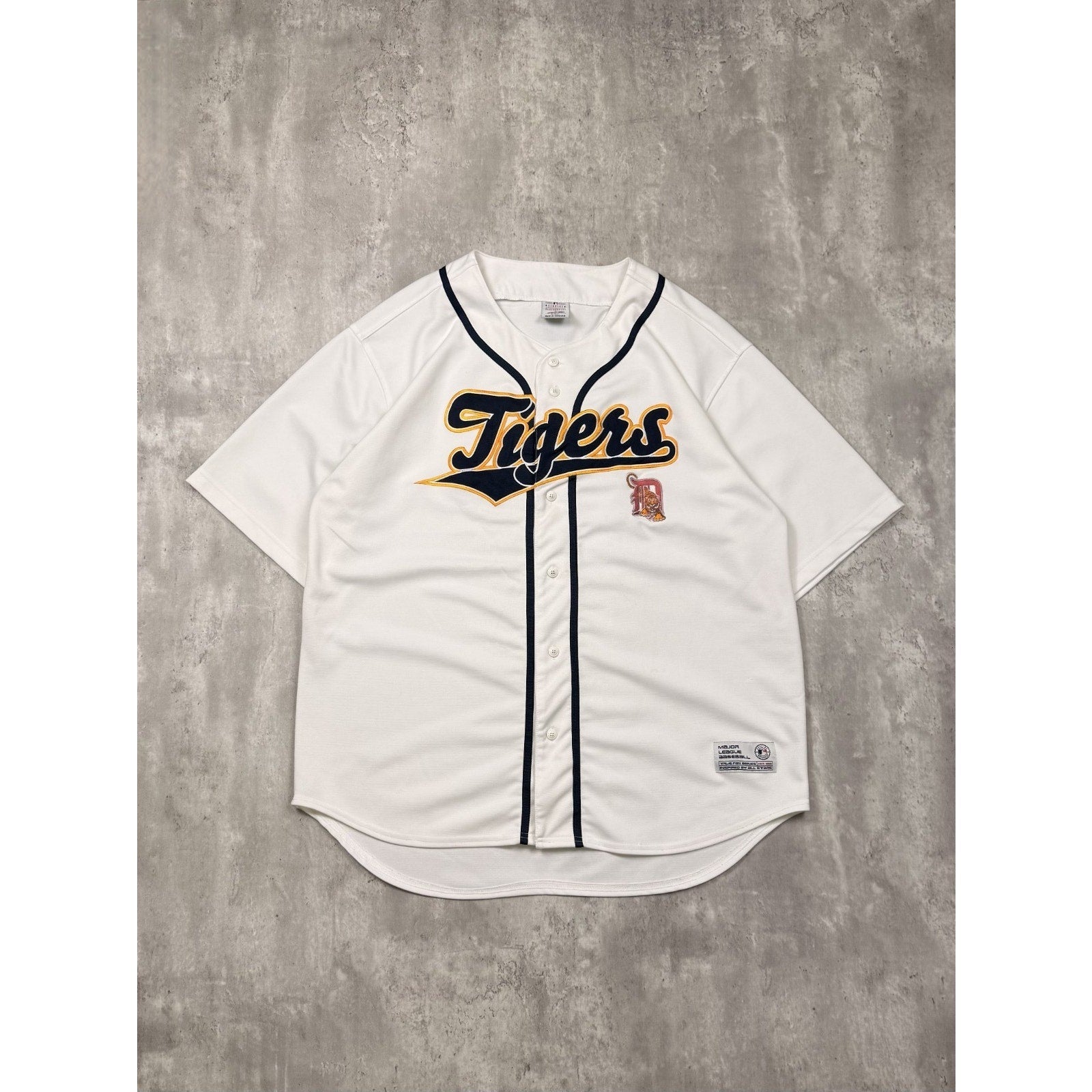 Vintage Detroit Tigers MLB Stitched Tailsweep Spellout Baseball Jersey Size 2XL