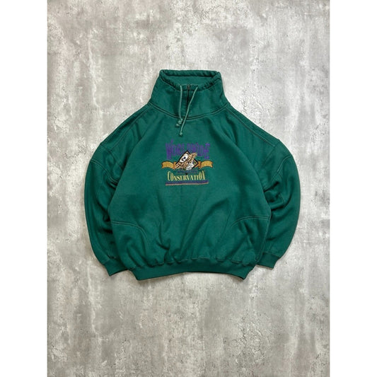 Vintage 90s Wildlife Conservation Embroidered Eagle Crest Sweatshirt Size XL
