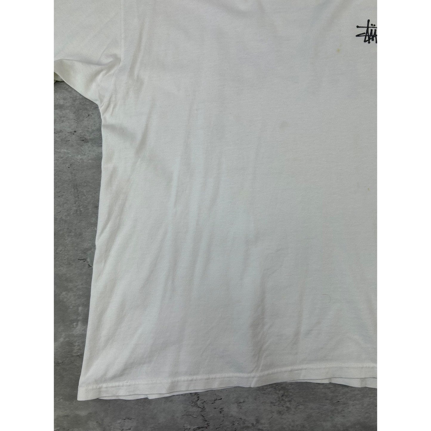 Vintage Stussy Classic Spellout Logo T-Shirt Size Large White