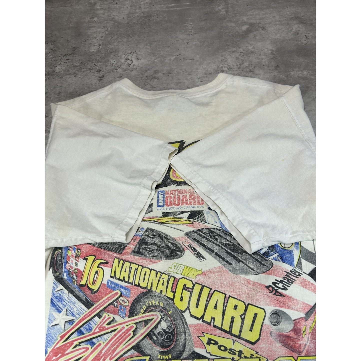 Vintage Greg Biffle #16 Colours Of Speed Nascar Racing T-Shirt Size Large White