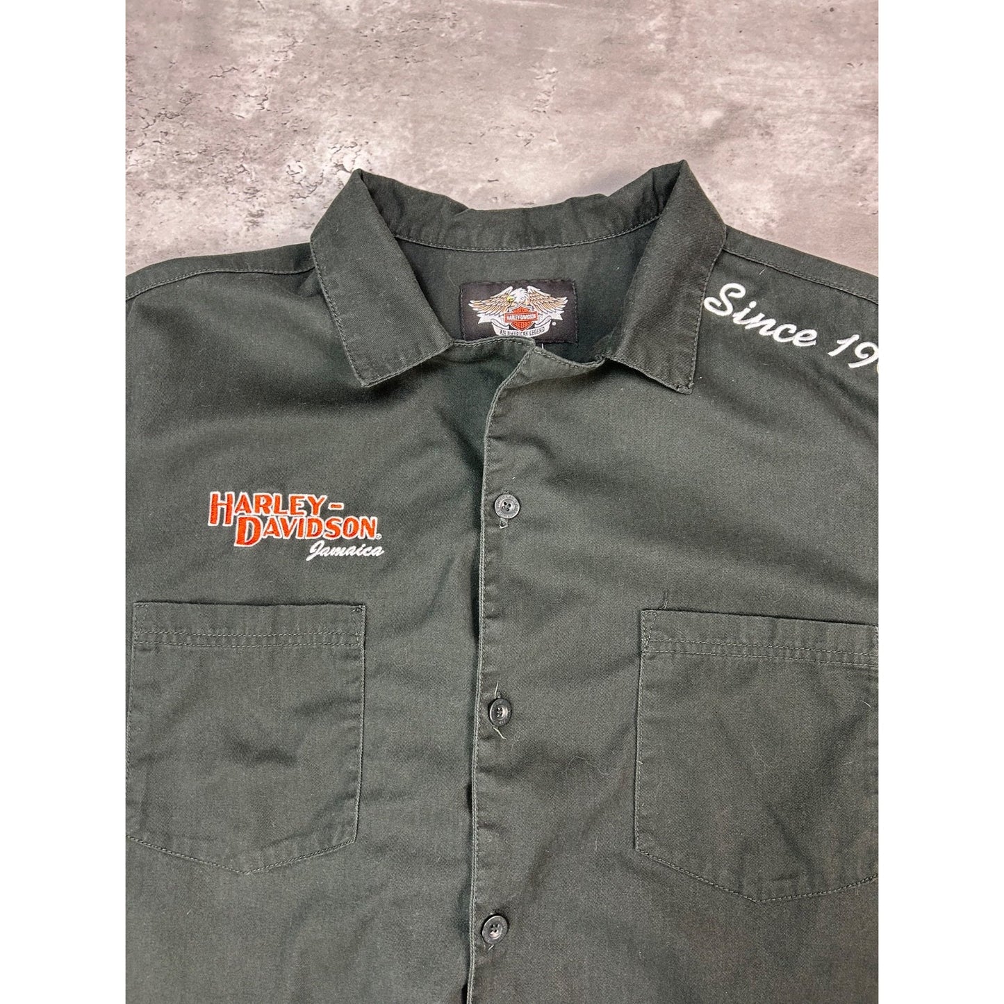 Harley Davidson Jamaica Embroidered Short Sleeve Button Up Shirt Size 2XL