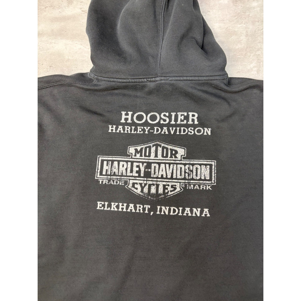 Vintage Harley Davidson Skull Bandana Graphic Hooded Sweatshirt Size Large