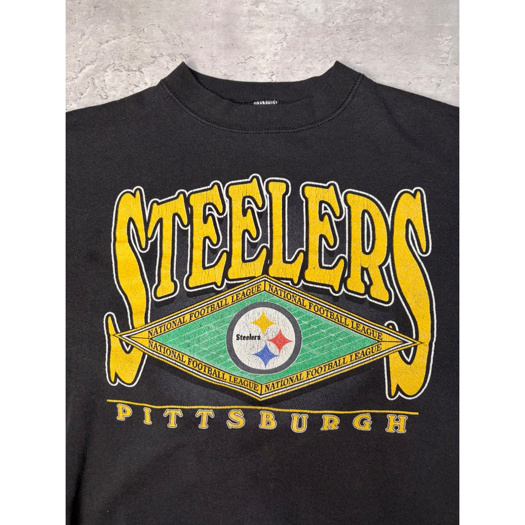 Vintage 90s Pittsburgh Steelers NFL Field Spellout Graphic Sweatshirt Size 2XL