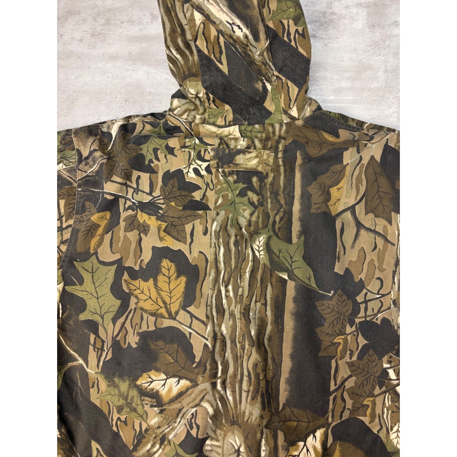 Vintage Insulated Tree Camo Hunting Hooded Bomber Jacket Size XL