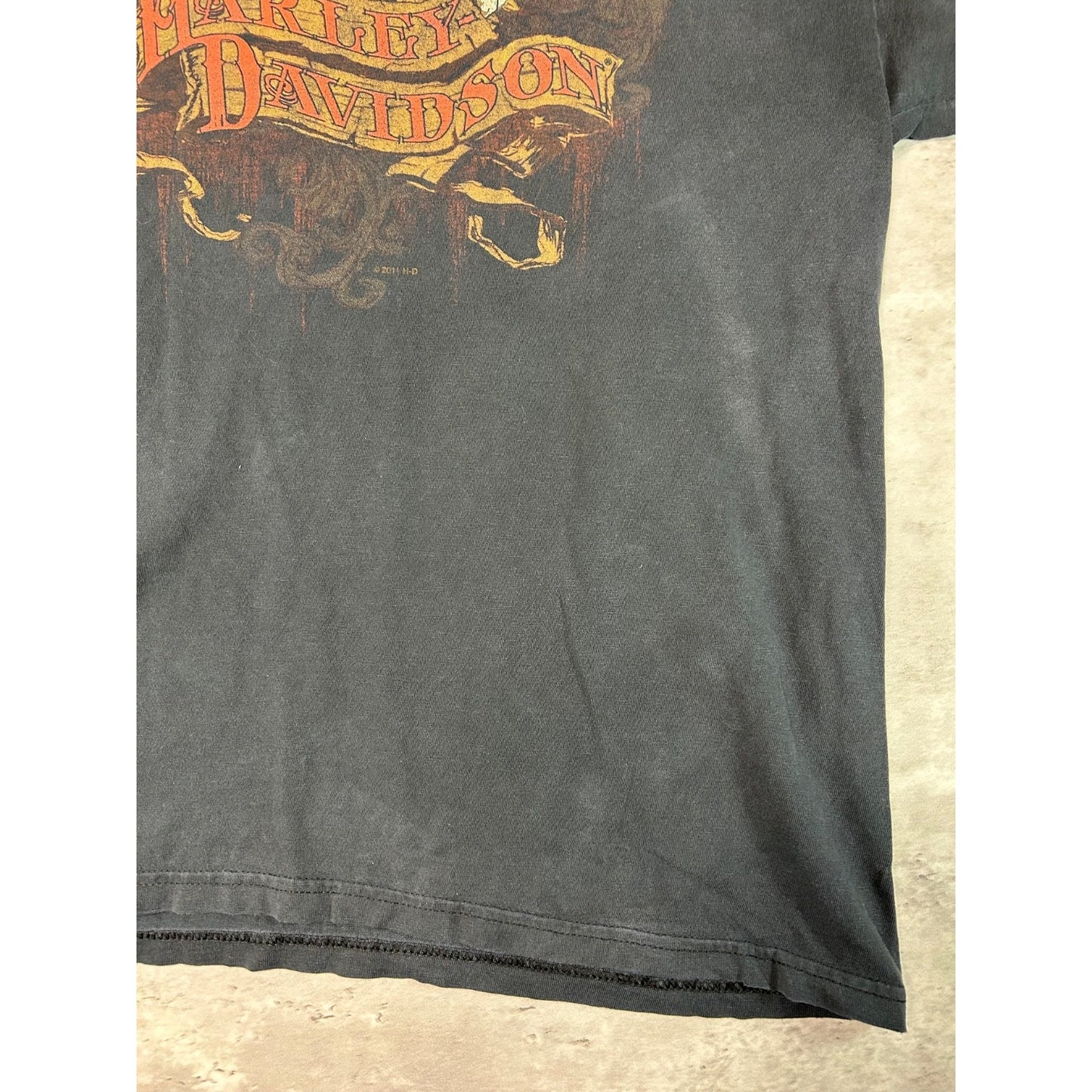 Harley Davidson Motorcycles Skull Graphic Spellout Longsleeve T-Shirt Size Large