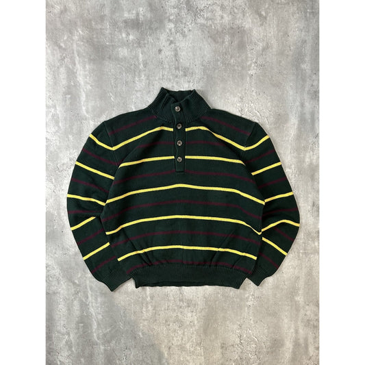 Vintage 90s Polo Ralph Lauren Striped 1/4 Button Pullover Knit Sweater Size XL