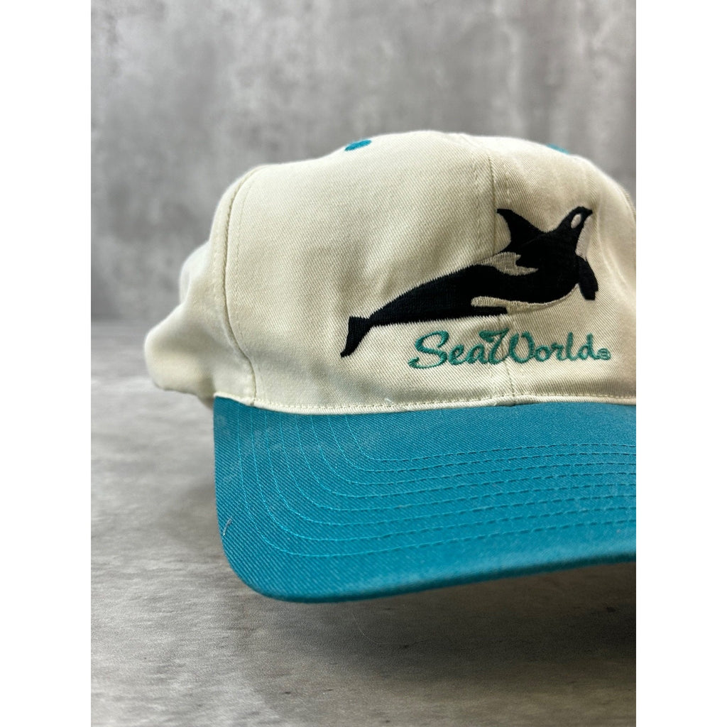 Vintage 90s Seaworld Embroidered Logo Destination Snapback Hat OSFA