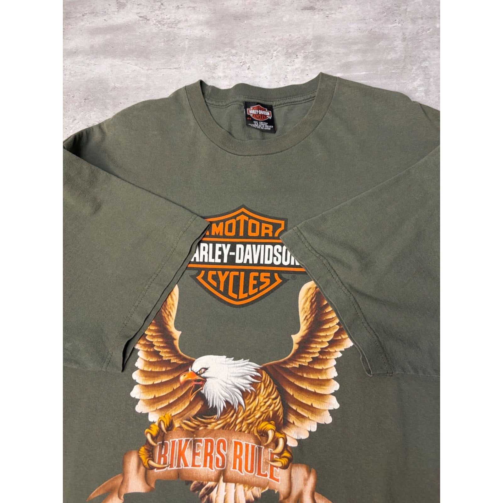 Vintage 2000 Harley Davidson Eagle Graphic Bikers Rule T-Shirt Size 2XL