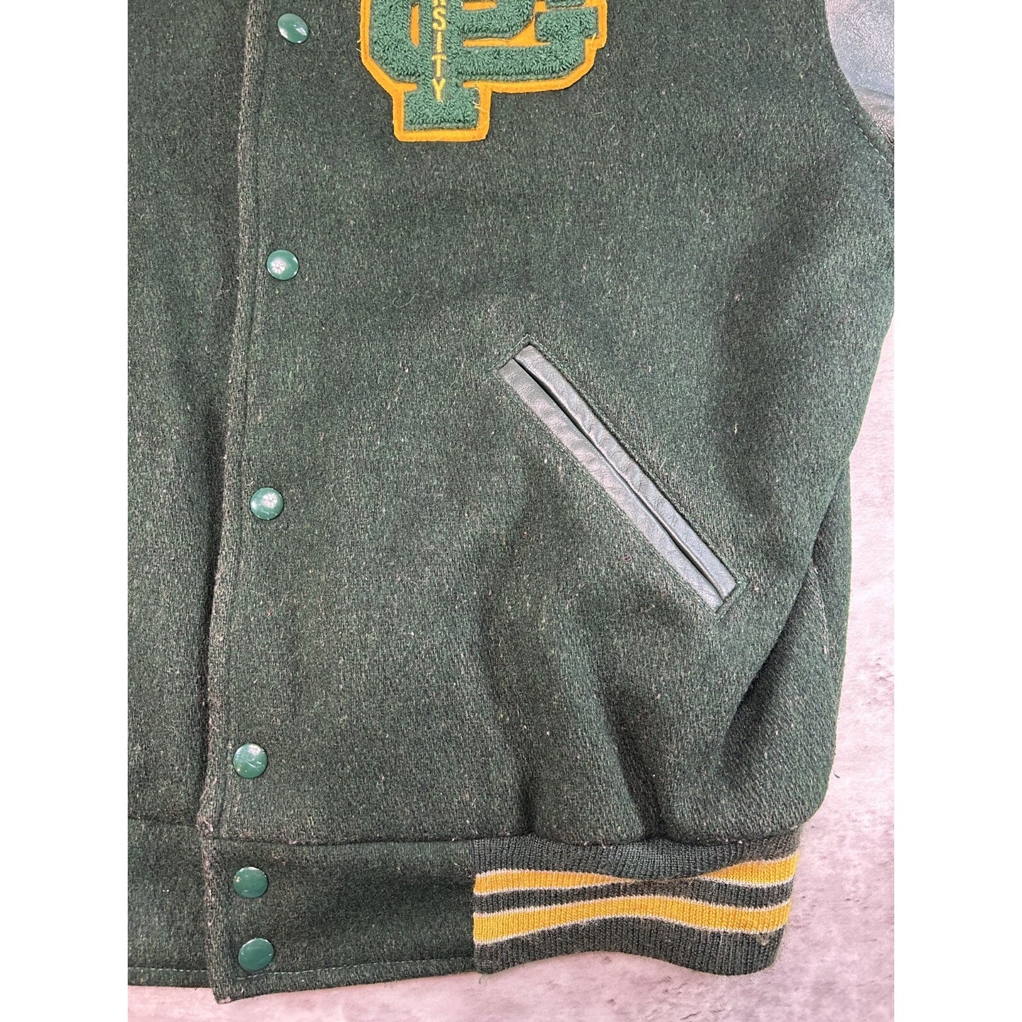 Vintage 80s PC Varsity Collegiate Embroidered Patch Jacket Size XL