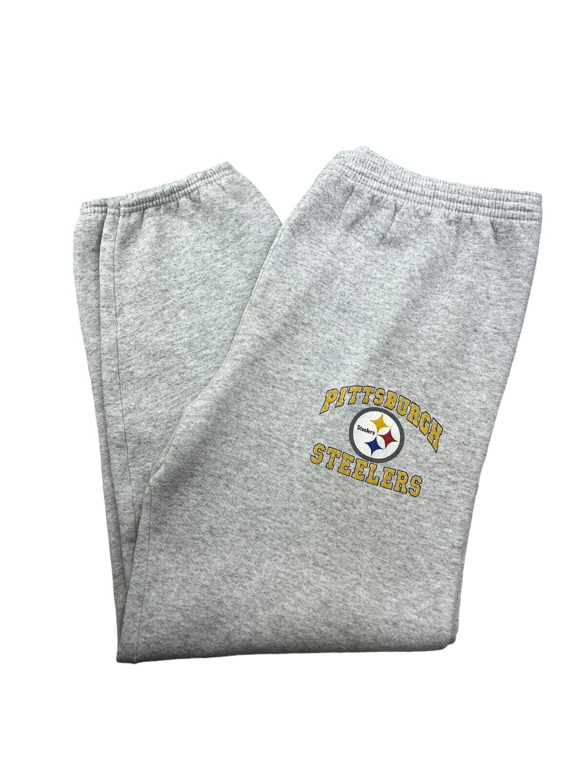 Vintage 90s Pittsburgh Steelers NFL Logo 7 Spellout Sweat Pants Size Large Gray