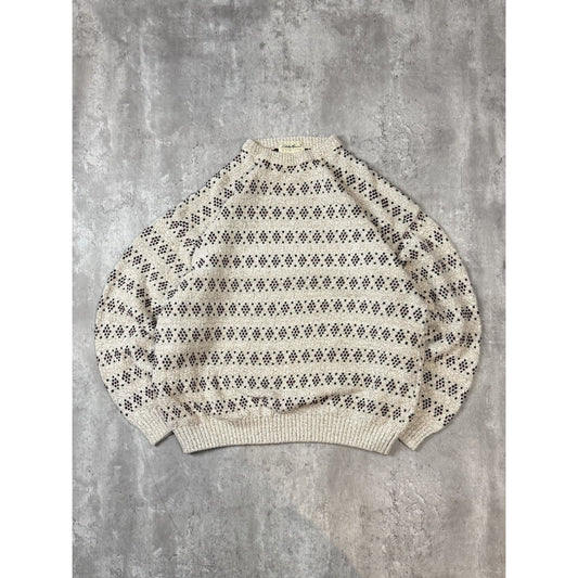Vintage Eddie Bauer Diamond Striped Print Pullover Knit Sweater Size XL