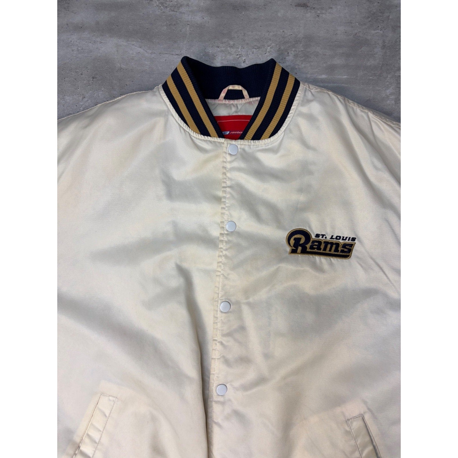 Vintage St Louis Rams NFL Reebok Football Bomber Jacket Size Large